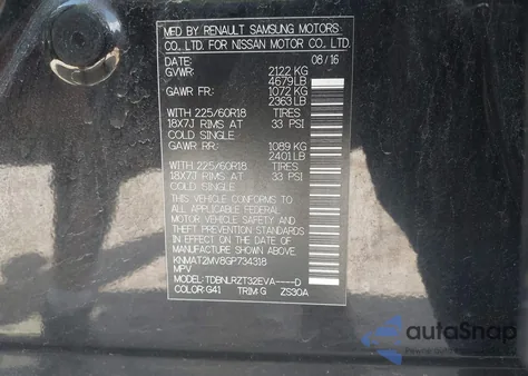 2016 Nissan Rogue Sl из США, поврежденный, VIN KNMAT2MV8GP734318